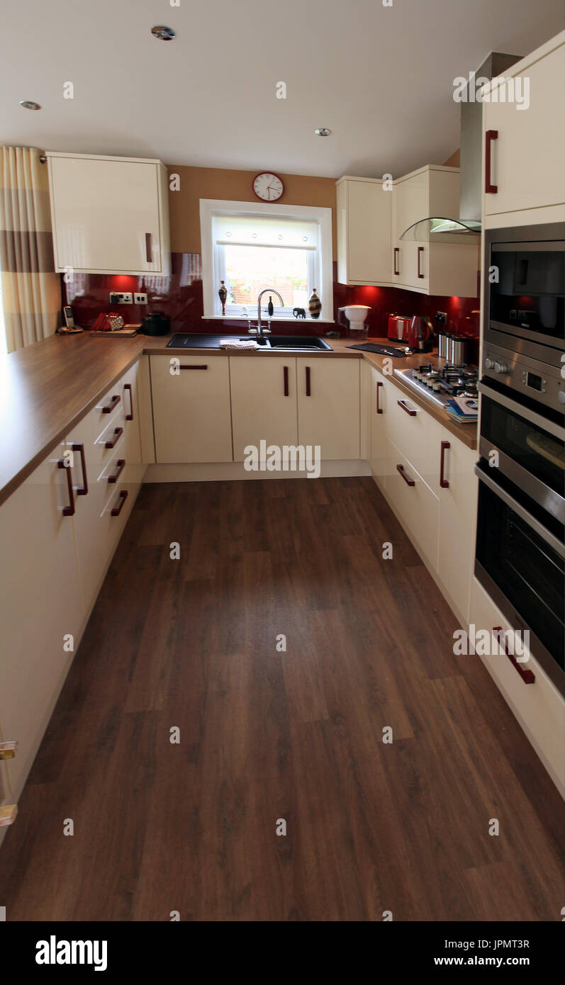 modern interior design, open plan kitchen style Stock Photo