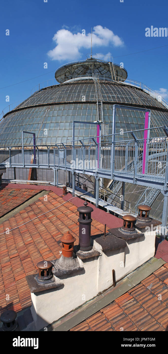 Milan, Italy: the dome of the Galleria Vittorio Emanuele II from the Highline Galleria, the path over the roofs of the structure opened since 2015 Stock Photo