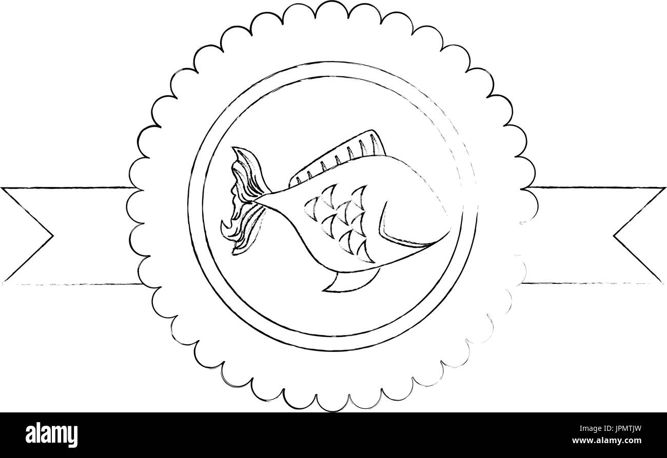 seal stamp with fish icon over white background vector illustration ...