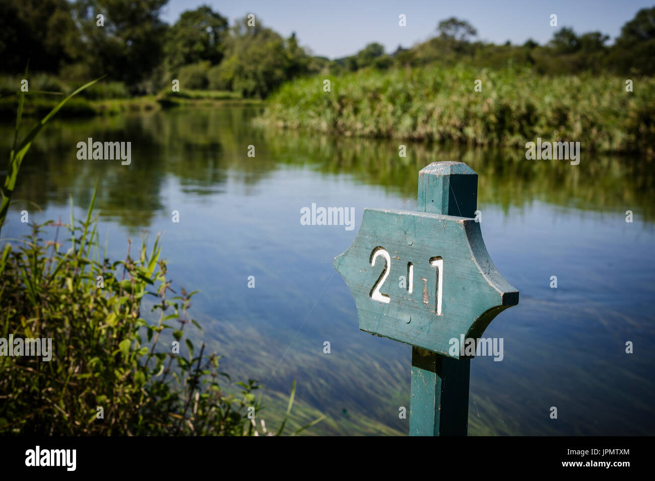 Fishing beat sign, River Test, Leckford Estate, Hampshire, England Stock Photo Alamy