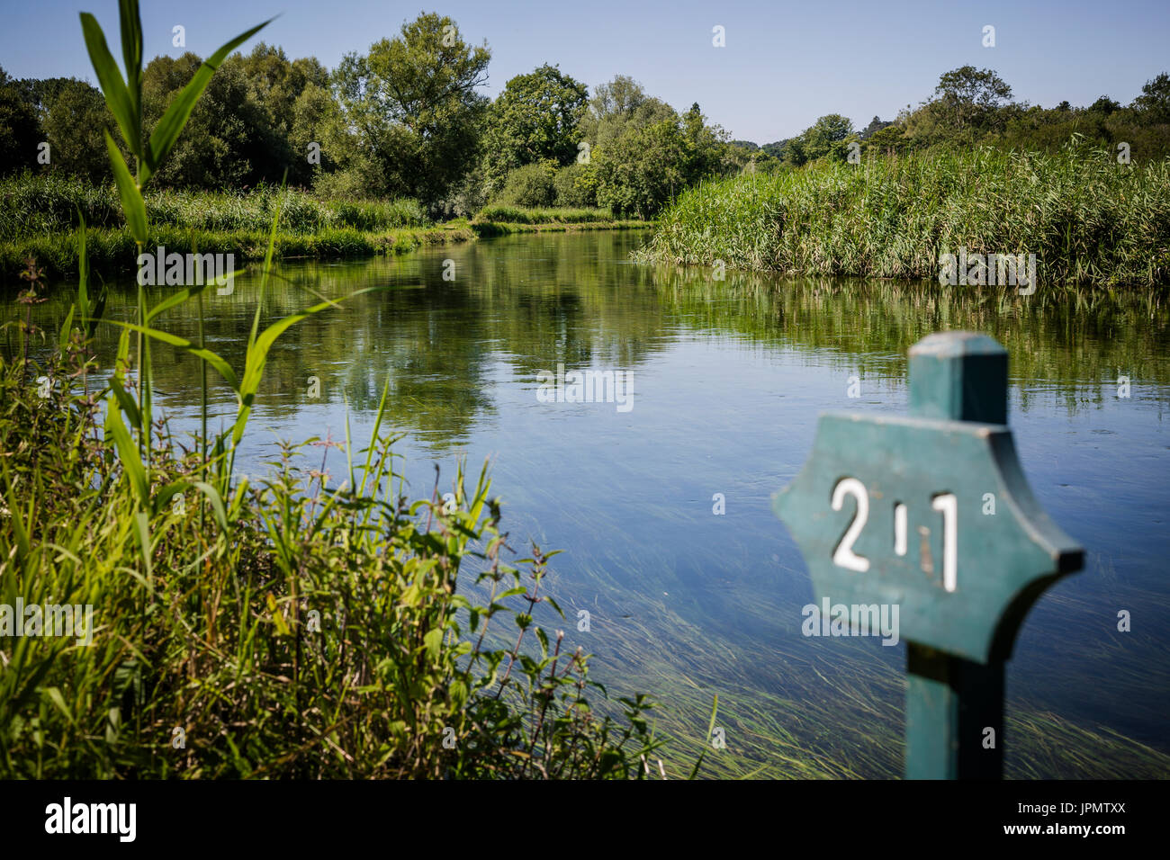 Fishing beat sign, River Test, Leckford Estate, Hampshire, England Stock Photo Alamy