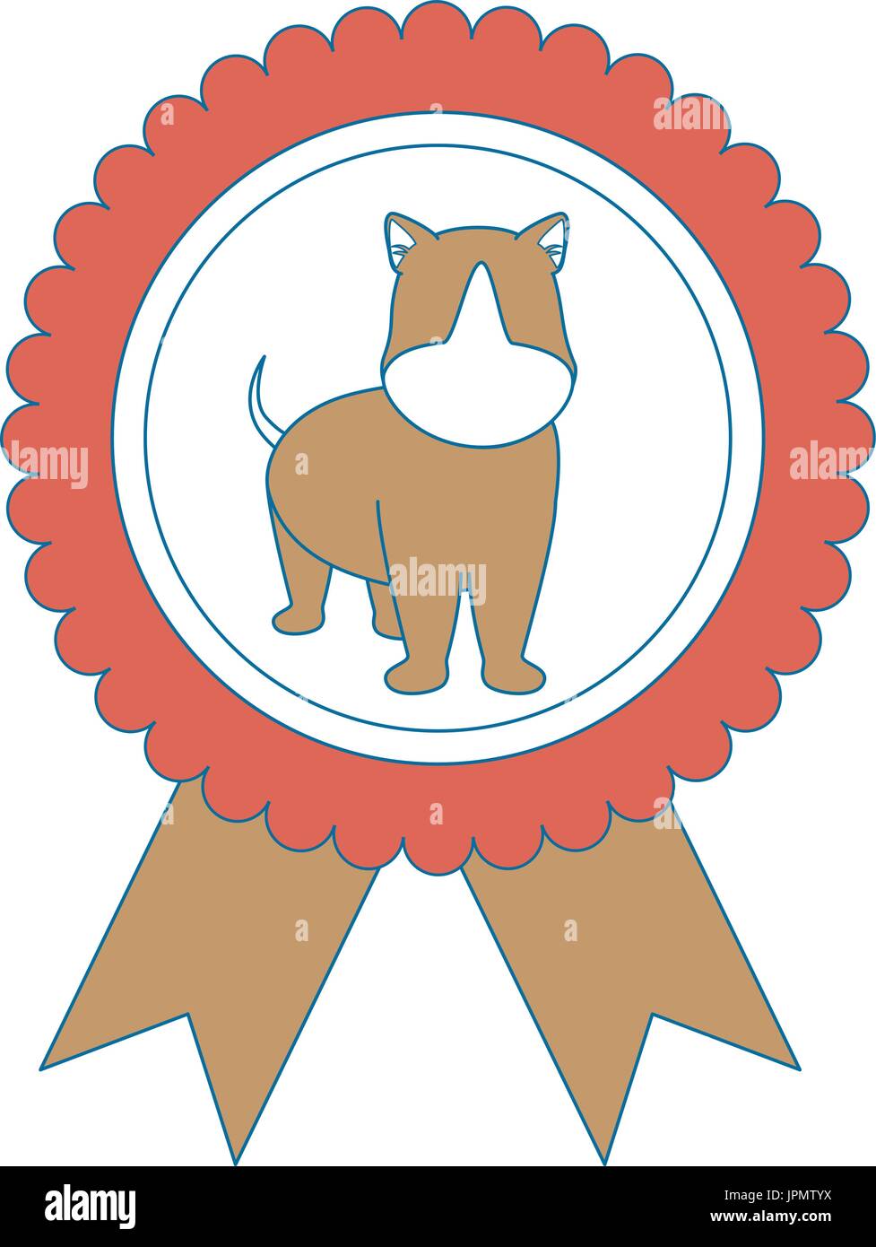 medal with dog icon over white background vector illustration Stock ...