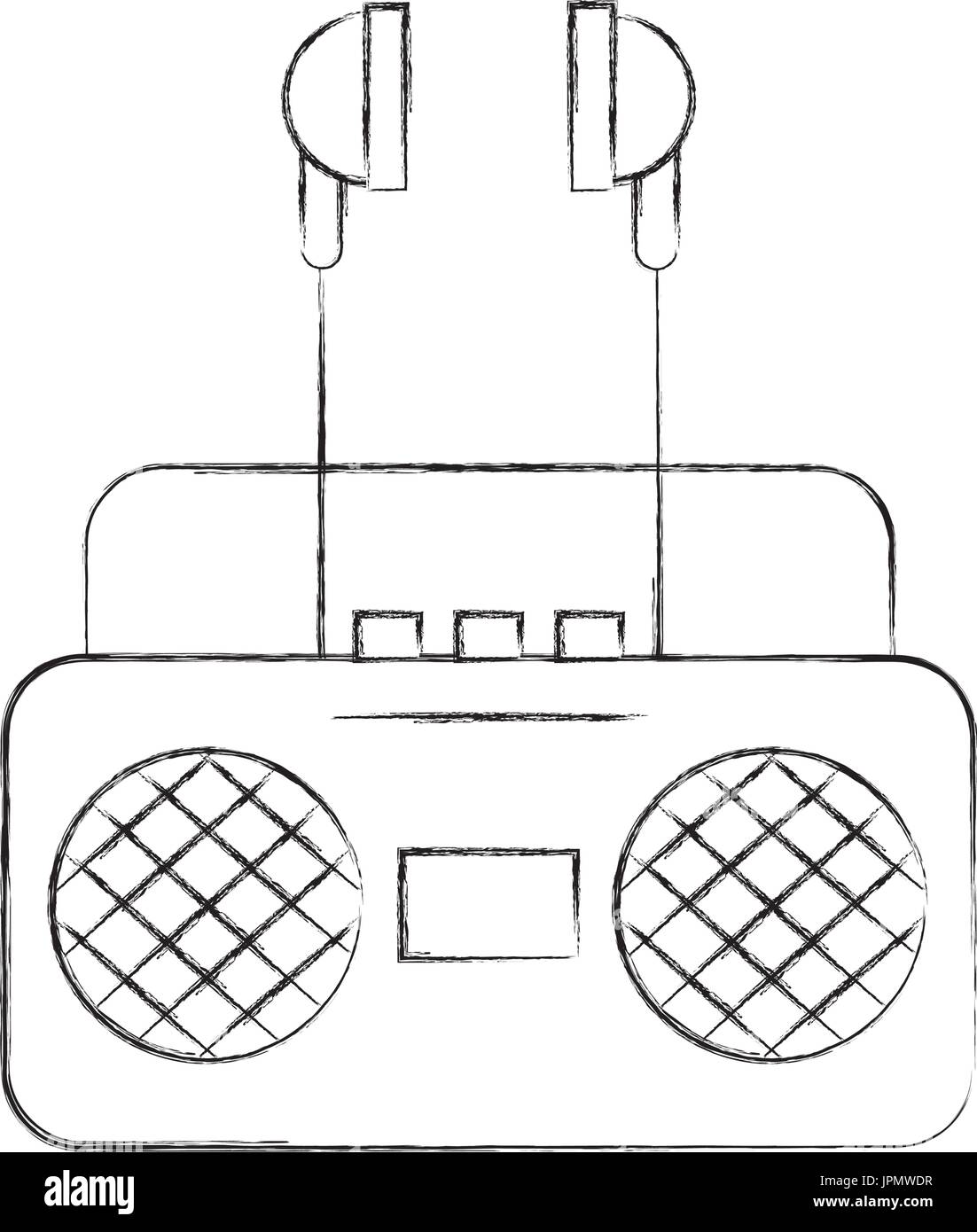 radio music player with earphones Stock Vector Image & Art - Alamy
