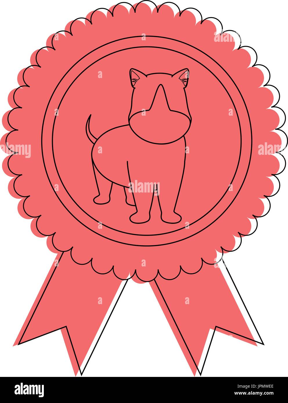 medal with dog icon over white background colorful design vector ...