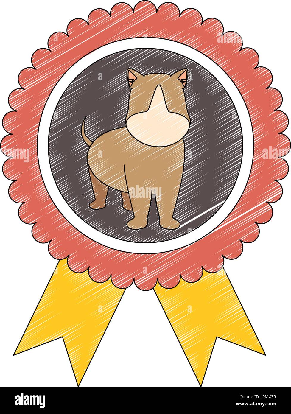 medal with dog icon over white background colorful design vector ...