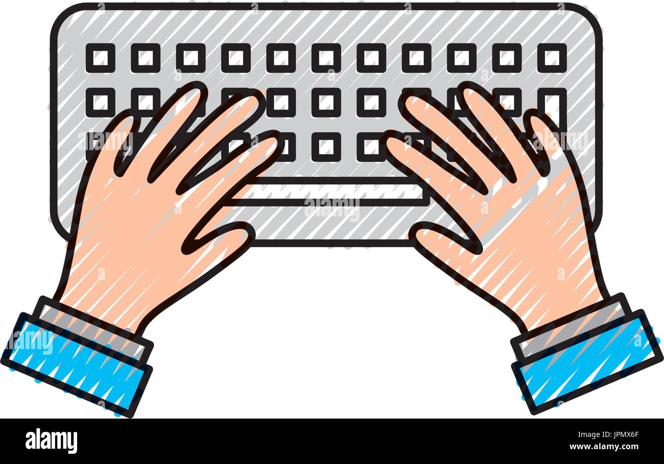 Pc keyboard hands Stock Vector Images - Alamy