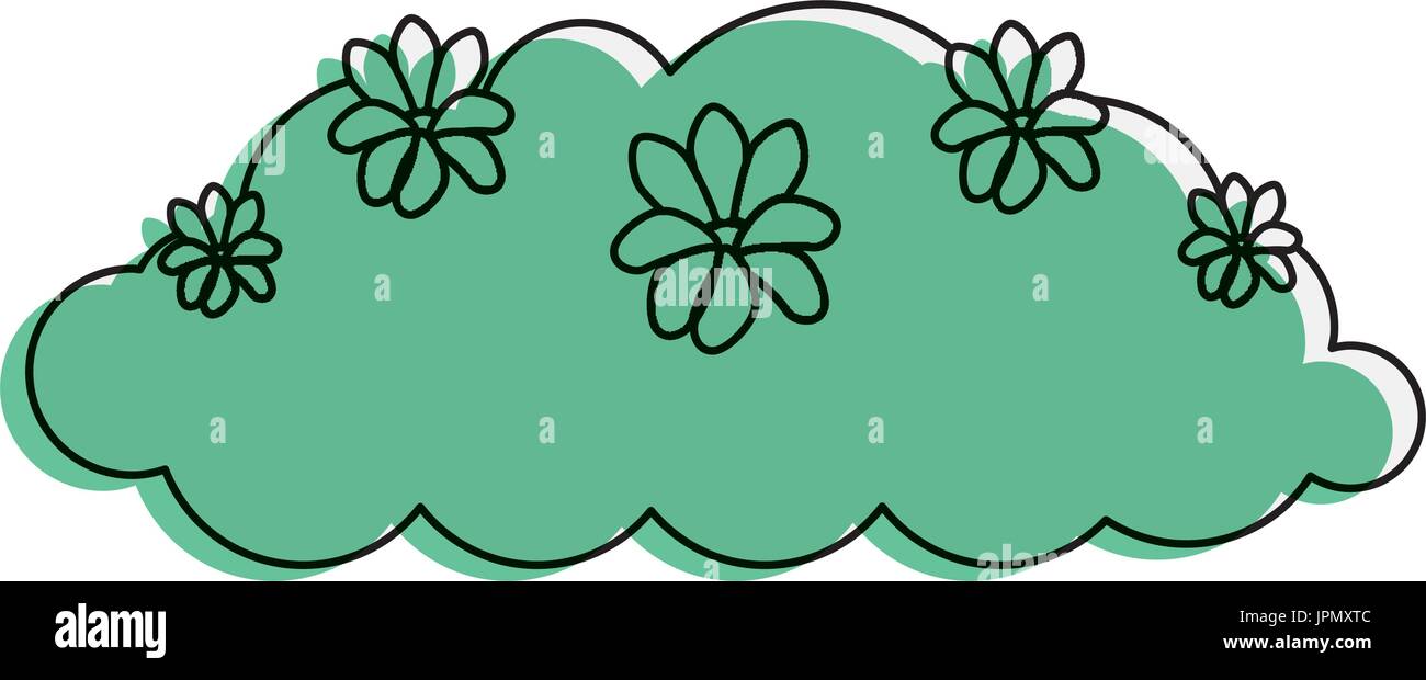 bush with flowers icon over white background colorful design vector ...