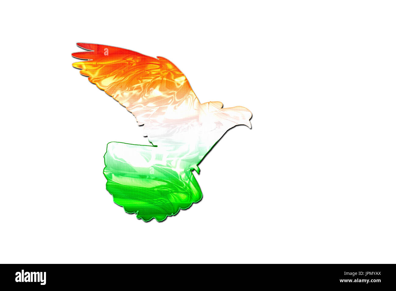 Indian flag colors on silhouette of a dove Stock Photo