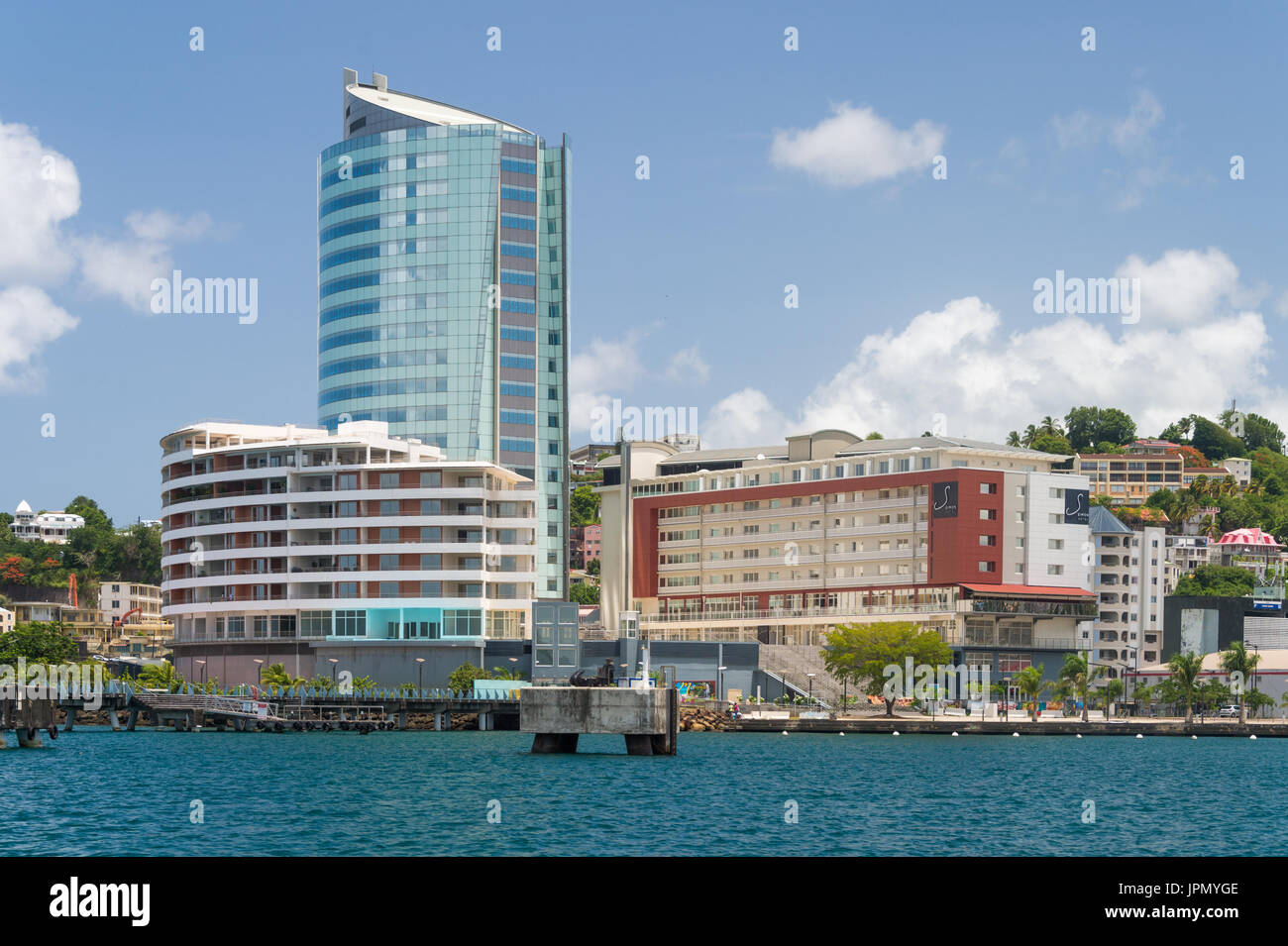 Business Center Pointe Simon, Lumina Tower and Simon Hotel in Fort-de-France, Martinique, West Indies Stock Photo