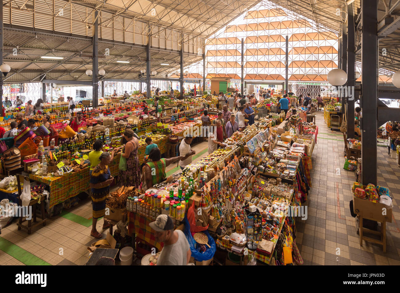 Covered Market in Fort-De-France, Martinique Island, West Indies Stock Photo