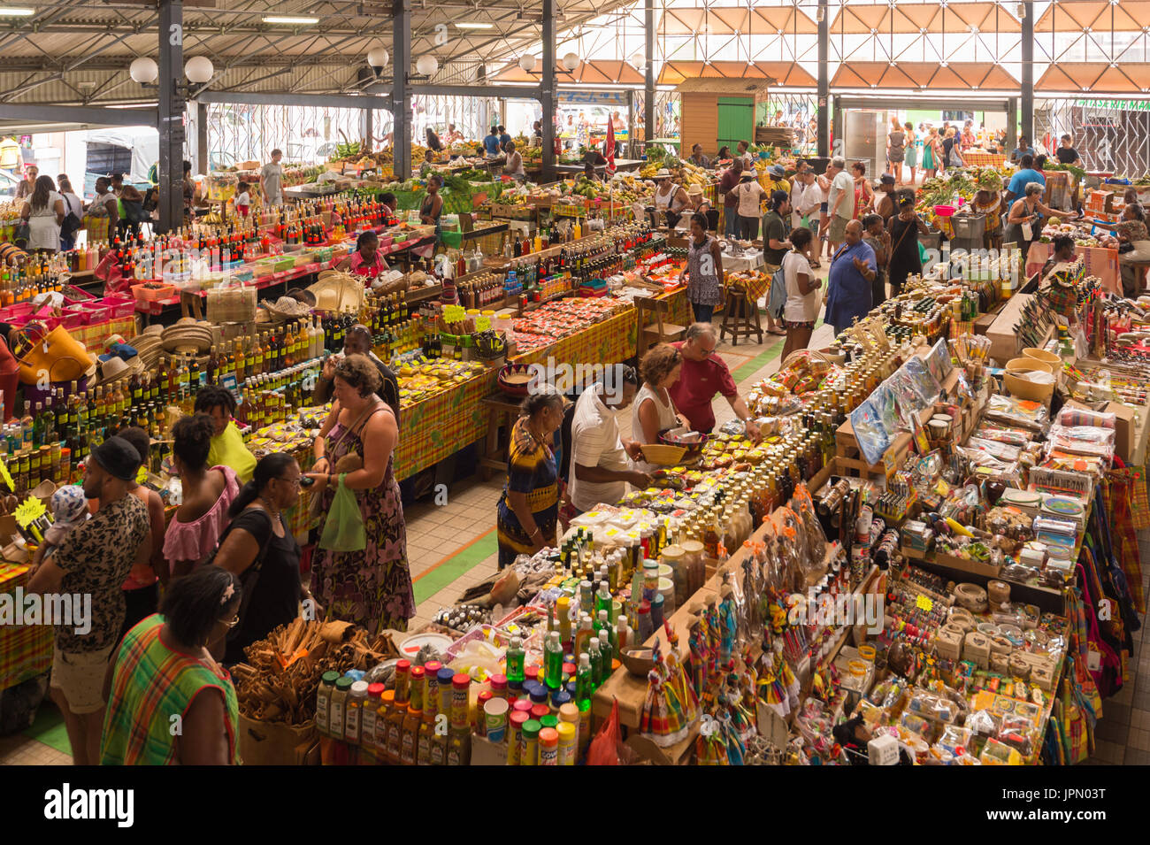 Covered Market in Fort-De-France, Martinique Island, West Indies Stock Photo