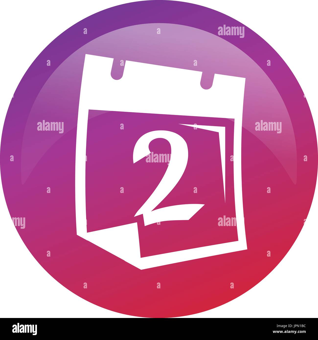 number 2 on calendar within a circle, icon design, isolated on white