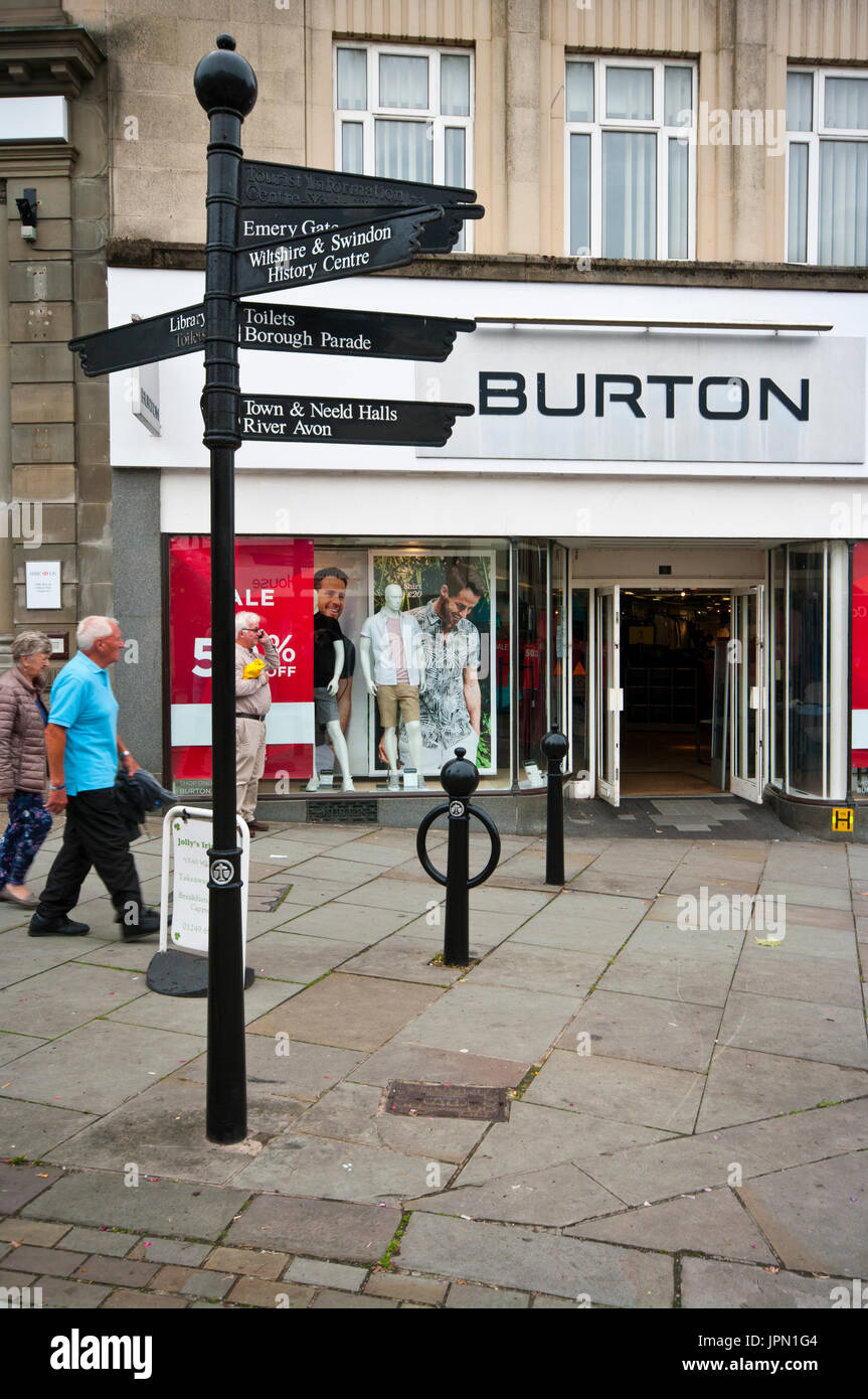 Front Exterior Outside Entrance Of A Burton Menswear Clothes Shop Stock Photo