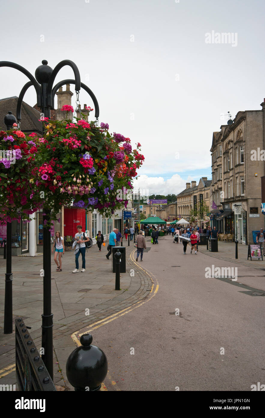 Street Scene Down The High Street Chippenham Wiltshire England UK Stock Photo