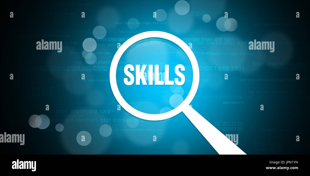Skills search with hacking background. Stock Photo