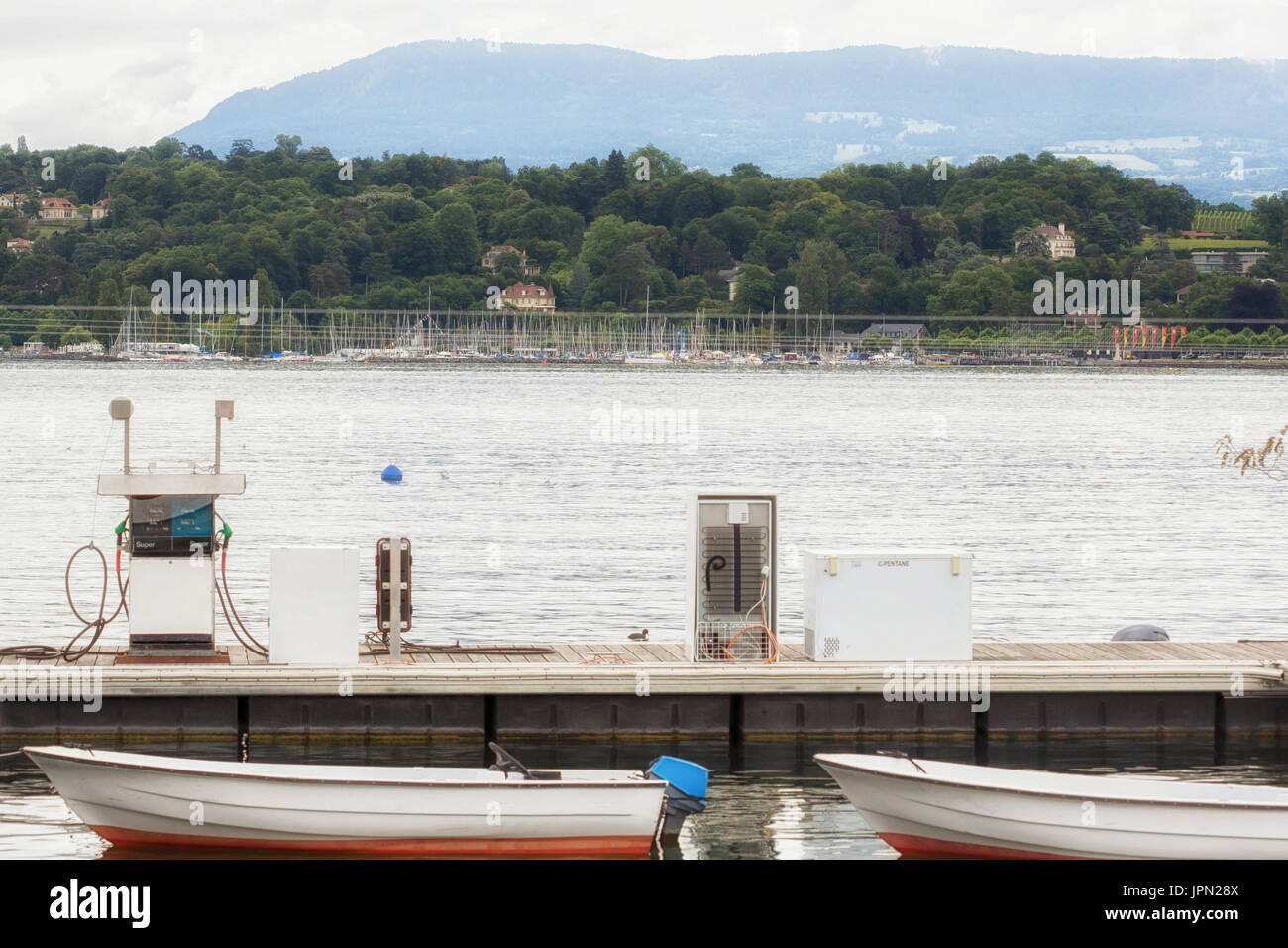 A petrol station for boats on Lake Geneva in Geneva, Switzerland. This