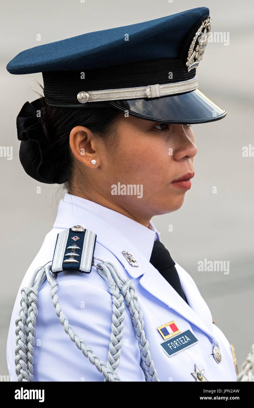 Female army officer in dress uniform, Manila, Philippines Stock Photo