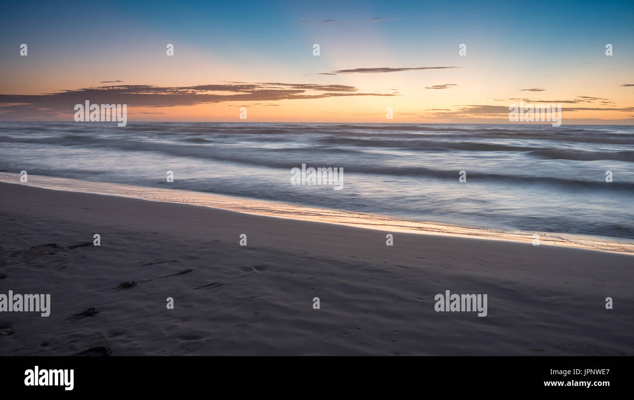 Long Exposure Picture of Beach DUring Sunset Stock Photo