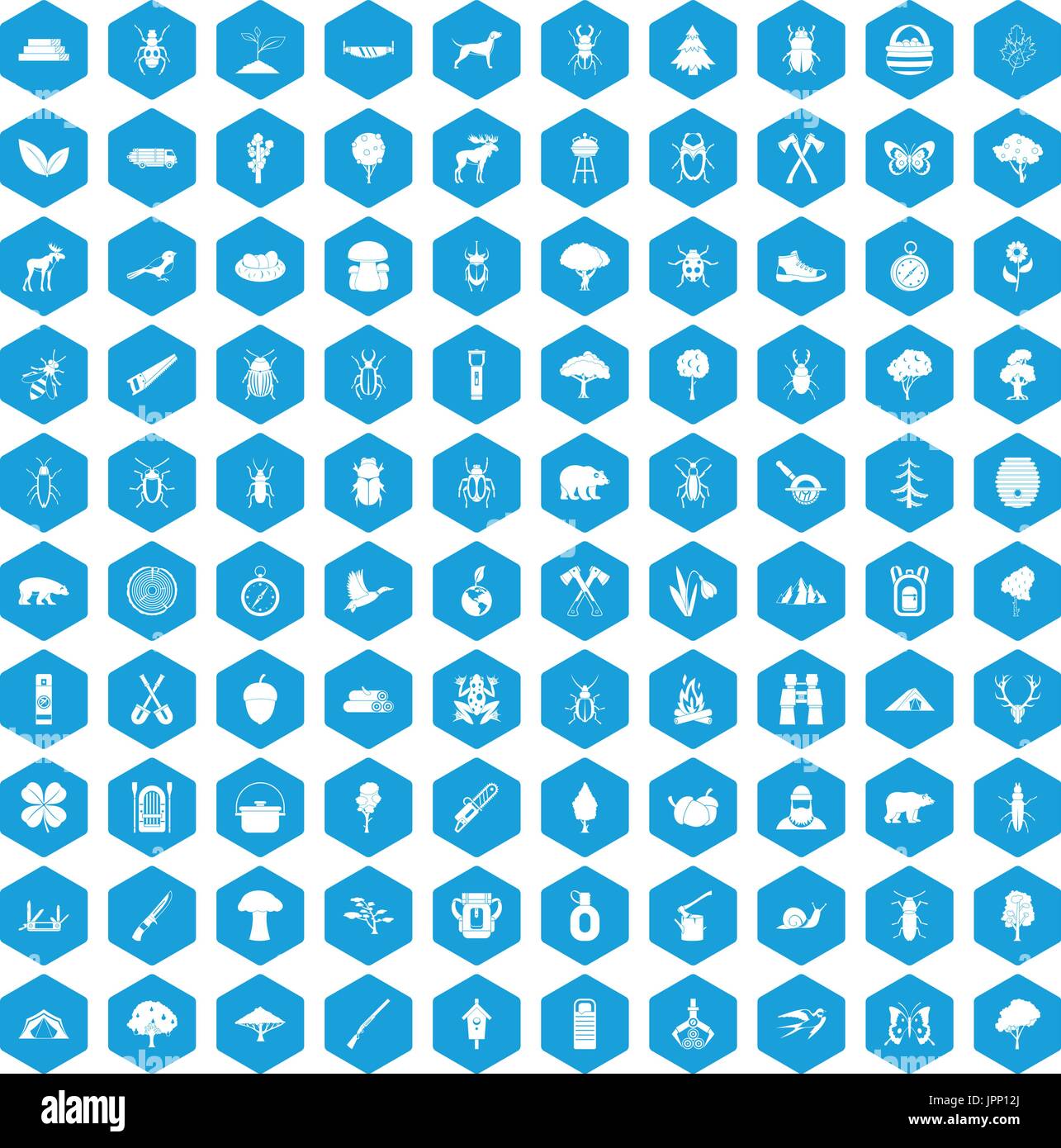 100 forest icons set blue Stock Vector Image & Art - Alamy