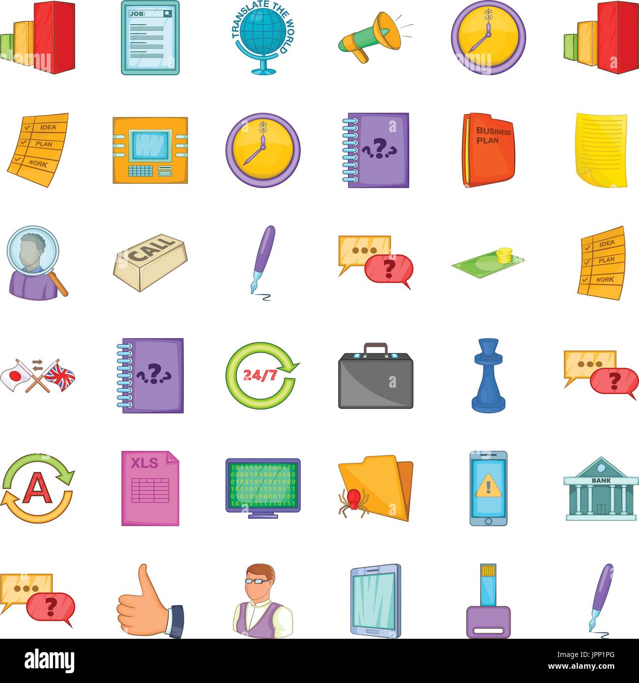 Time for business icons set, cartoon style Stock Vector Image & Art - Alamy