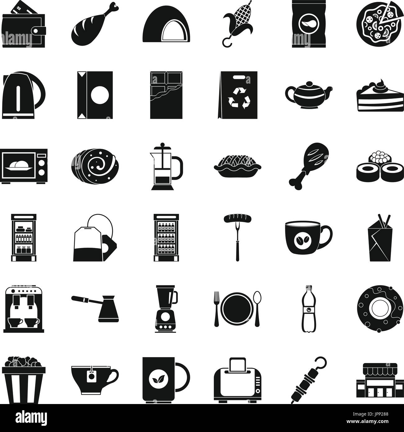 Cafe icons set, simple style Stock Vector