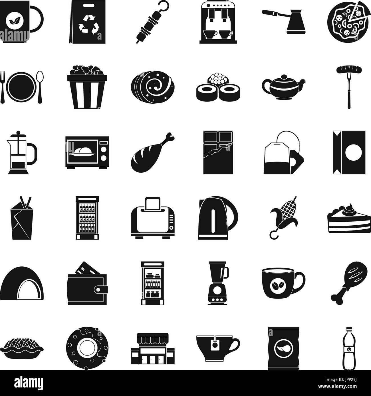 City cafe icons set, simple style Stock Vector
