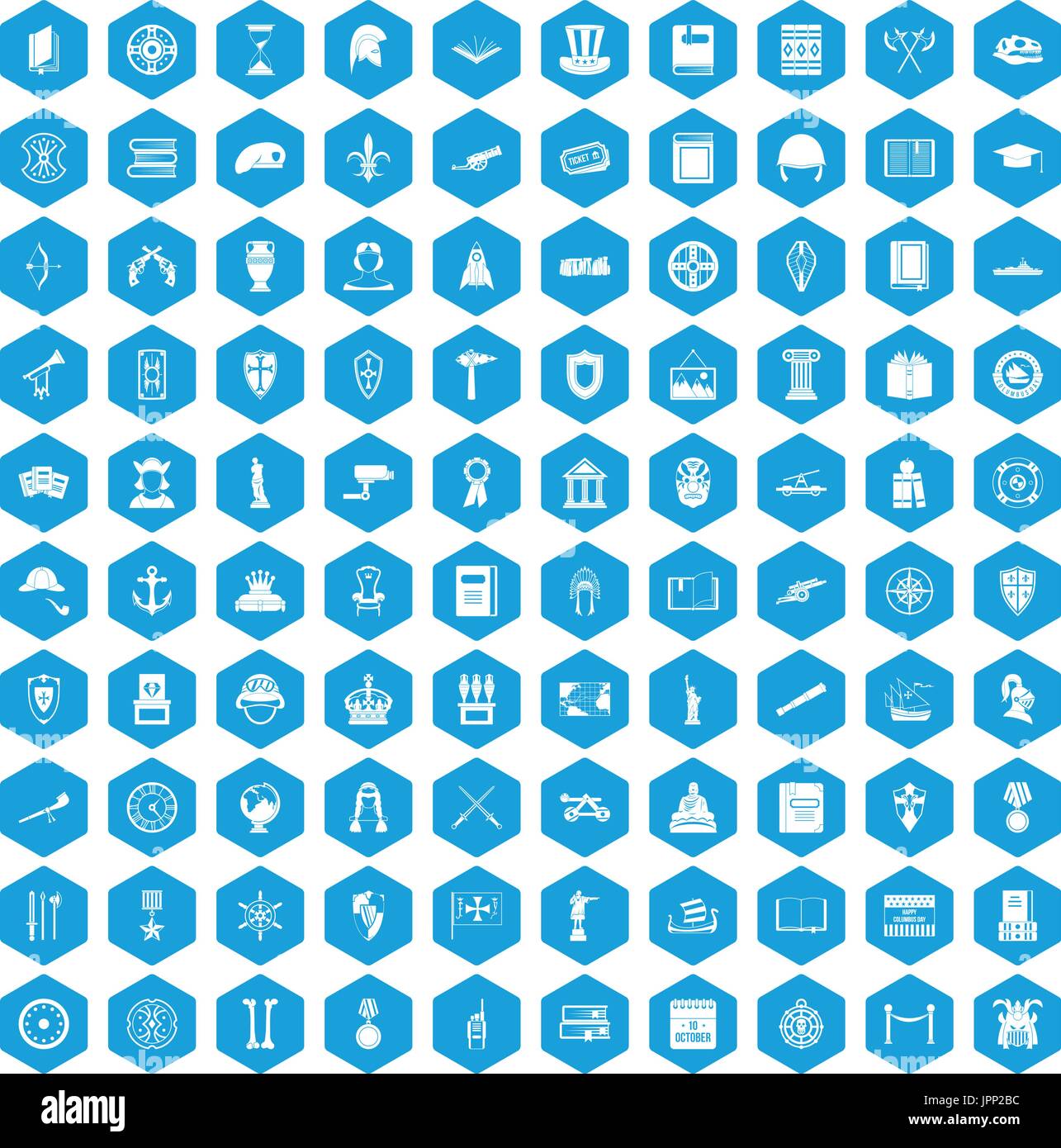 100 history icons set blue Stock Vector Image & Art Alamy