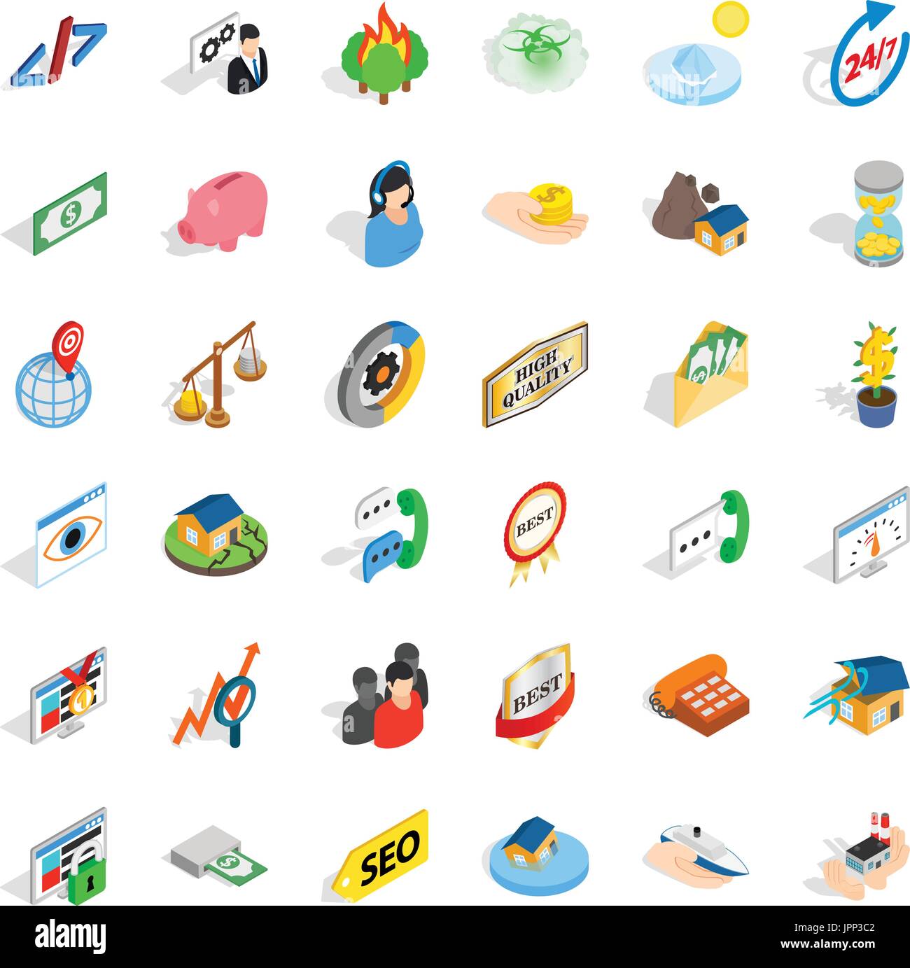 Consultation icons set, isometric style Stock Vector