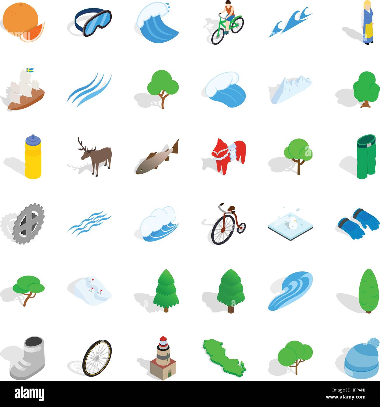 Hiking in nature icons set, isometric style Stock Vector Image & Art ...