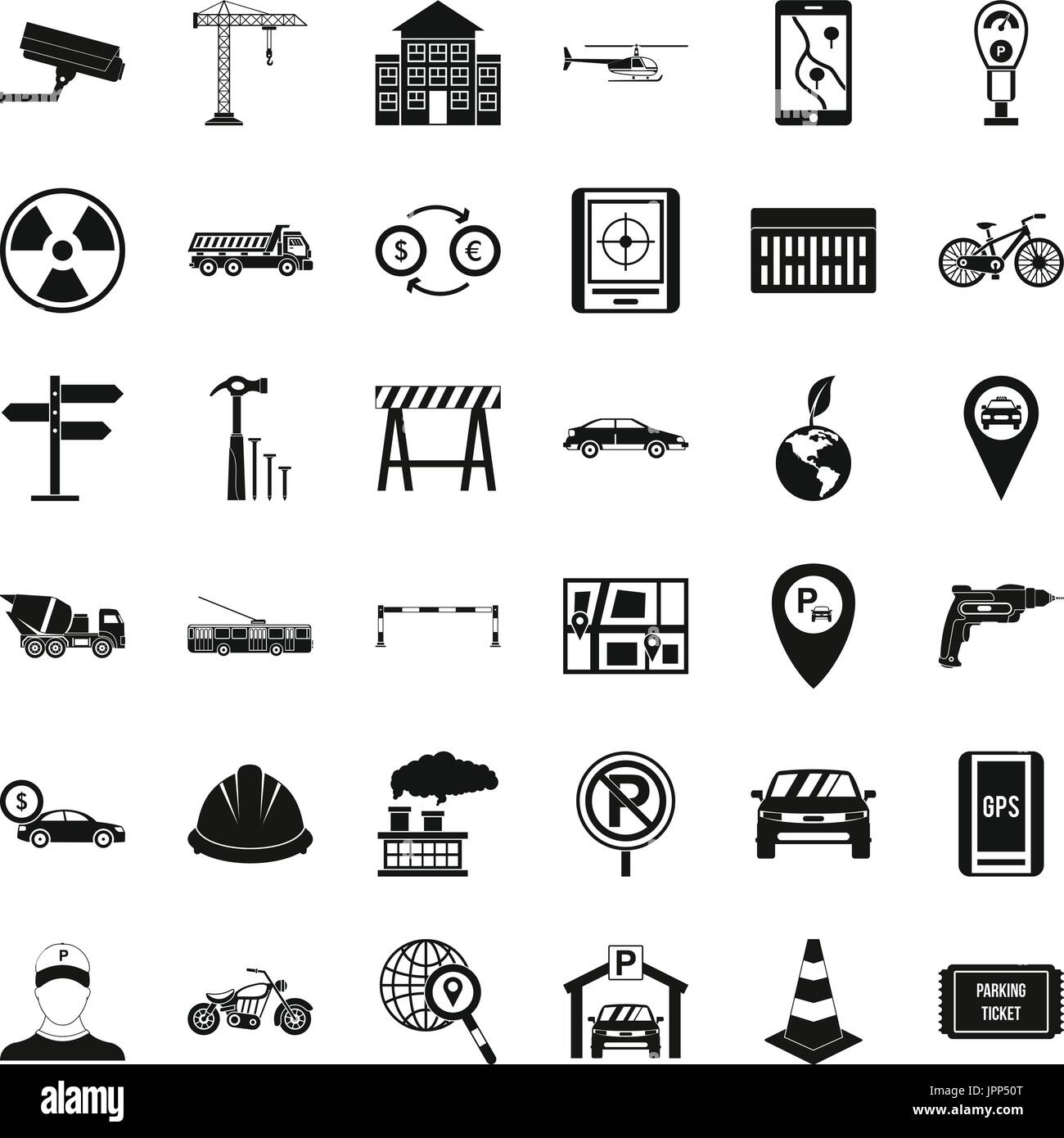 Parking icons set, simple style Stock Vector