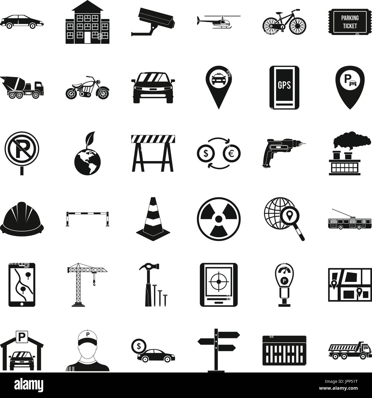 Car place icons set, simple style Stock Vector