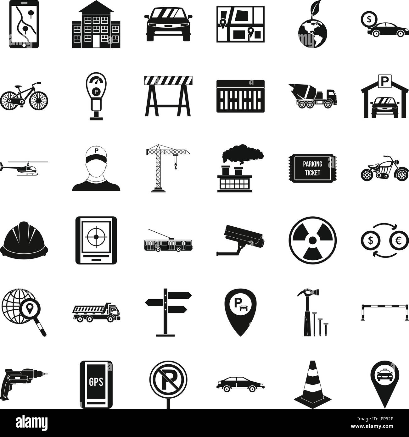 Car gps icons set, simple style Stock Vector