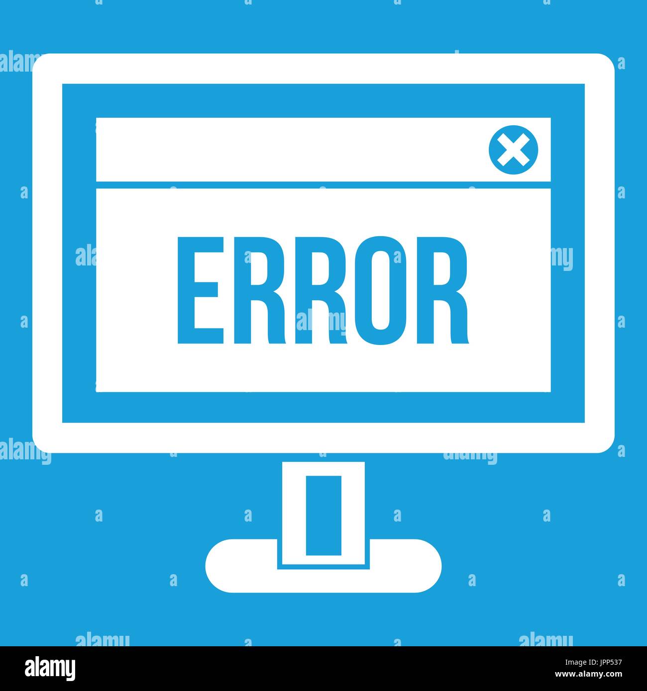 Error sign on a computer monitor icon white Stock Vector
