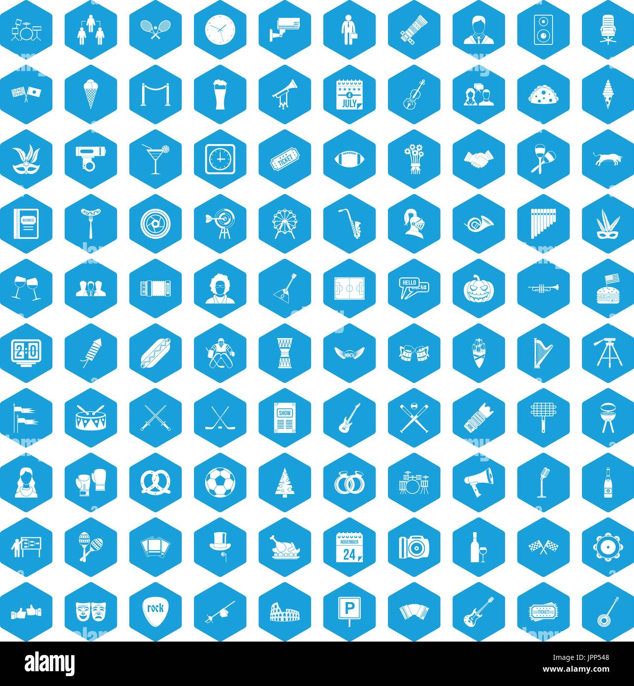 100 meeting icons set blue Stock Vector