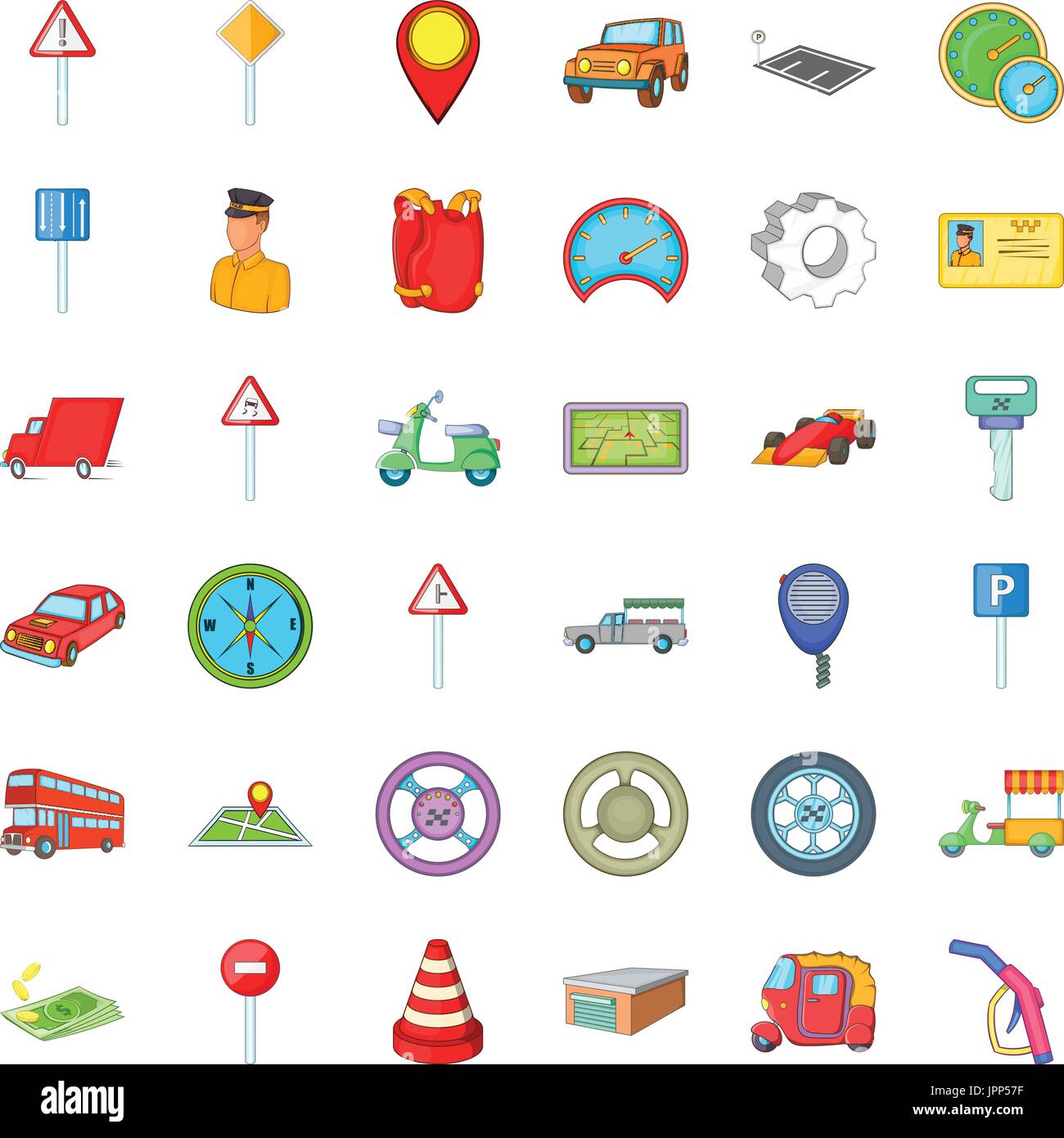 Traffic icons set, cartoon style Stock Vector Image & Art - Alamy