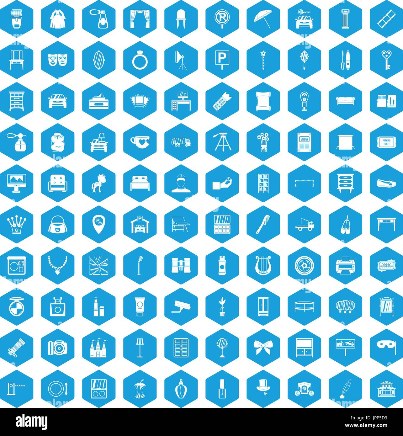 100 mirror icons set blue Stock Vector