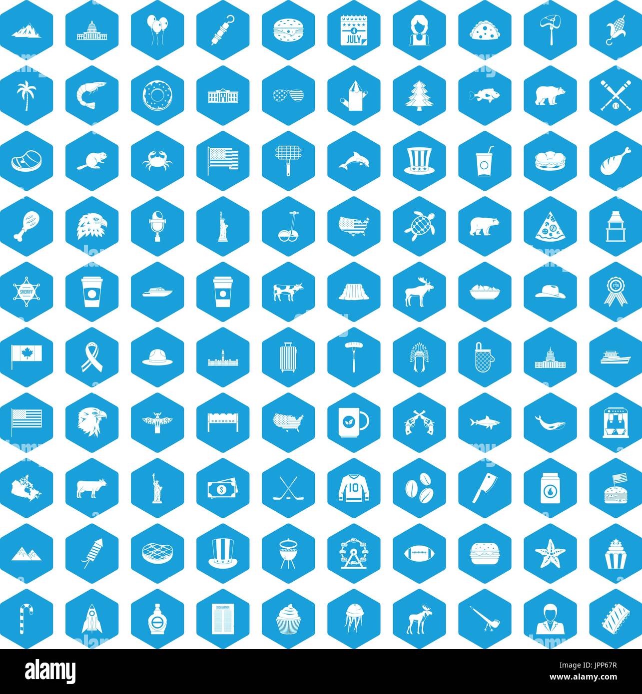 100 North America icons set blue Stock Vector Image & Art - Alamy