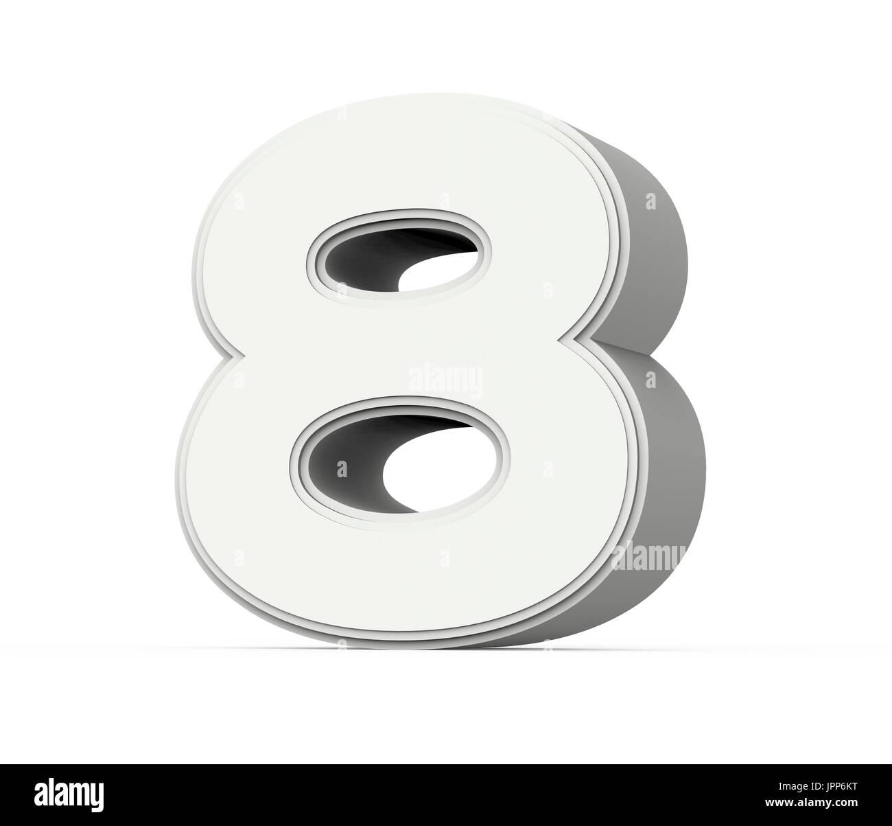 right tilt white number 8, 3D rendering graphic isolated on white background Stock Photo