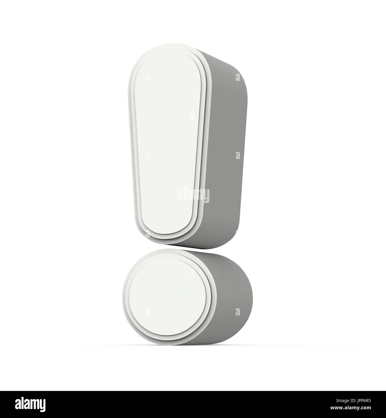 gray exclamation mark, 3D rendering graphic isolated on white