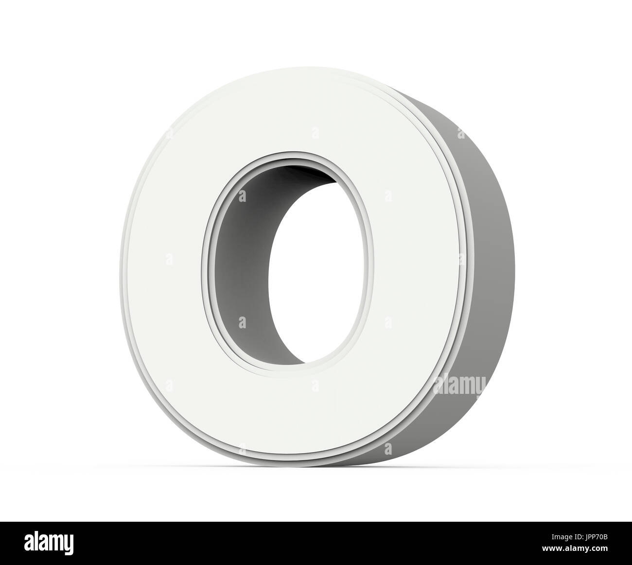 right tilt white letter O, 3D rendering graphic isolated on white ...