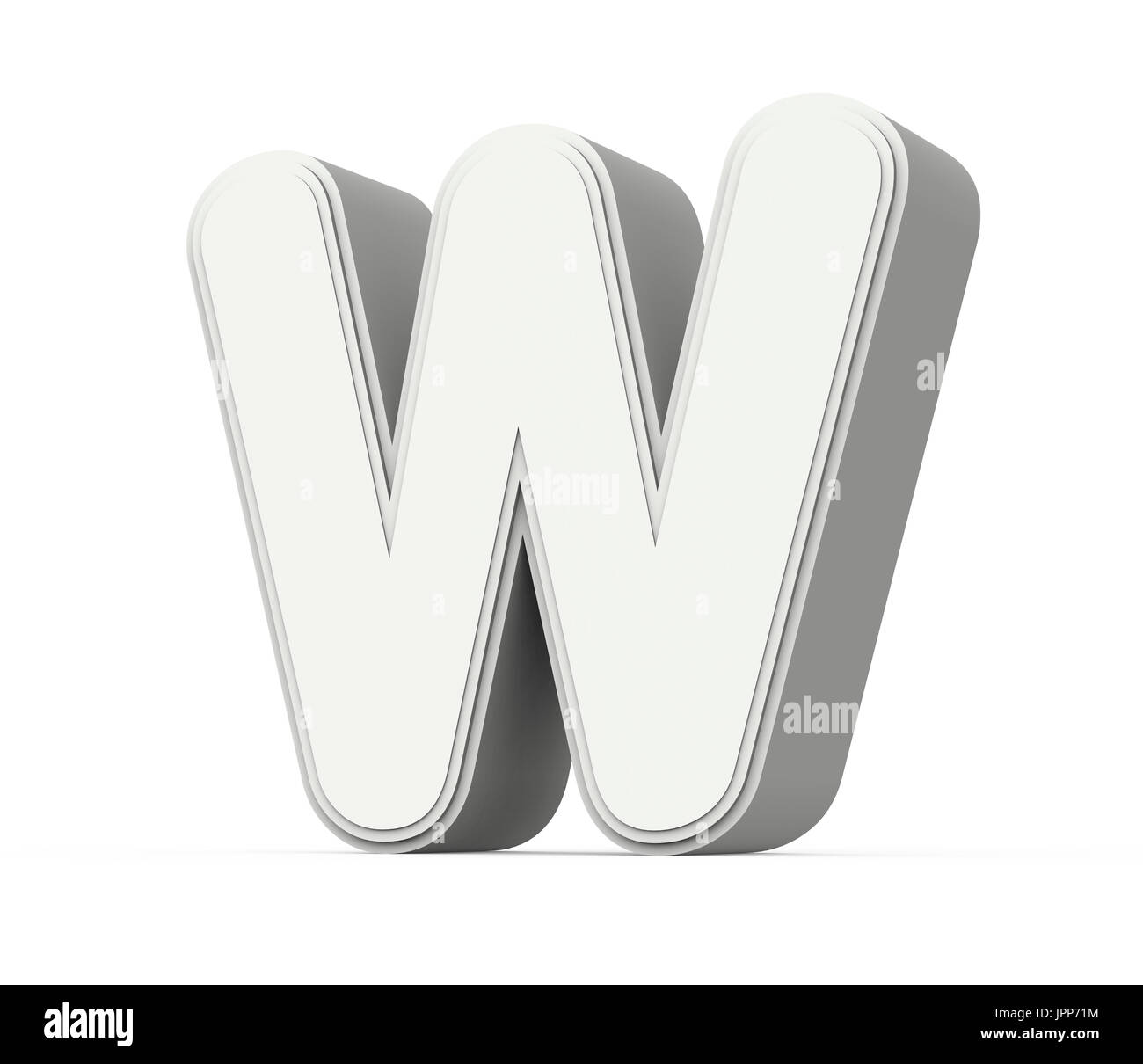 right tilt white letter W, 3D rendering graphic isolated on white ...