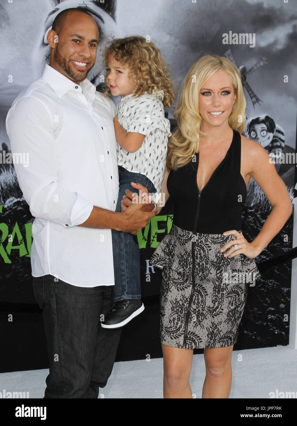 Kendra Wilkinson, husband Hank Baskett and son at the "Frankenweenie