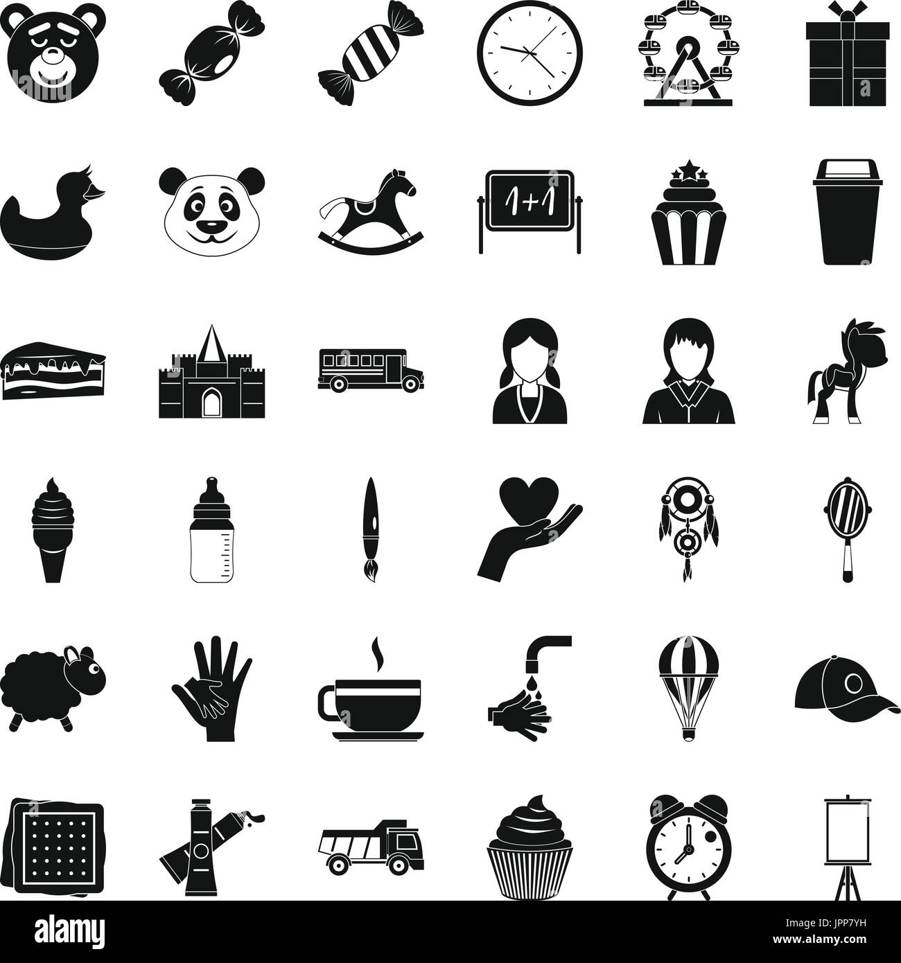 Childcare icons set, simple style Stock Vector