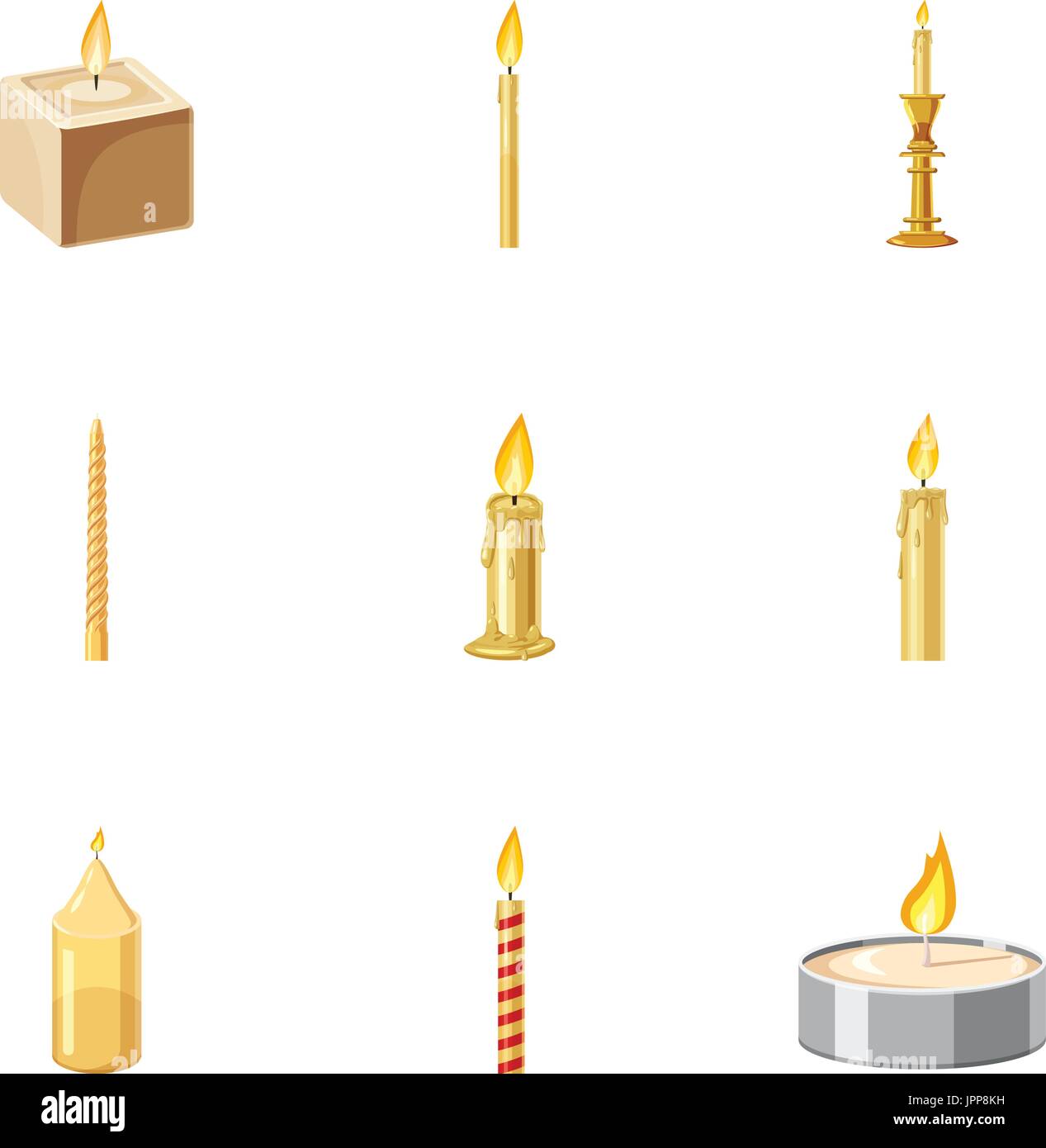 Paraffin candles icons set, cartoon style Stock Vector Image & Art Alamy