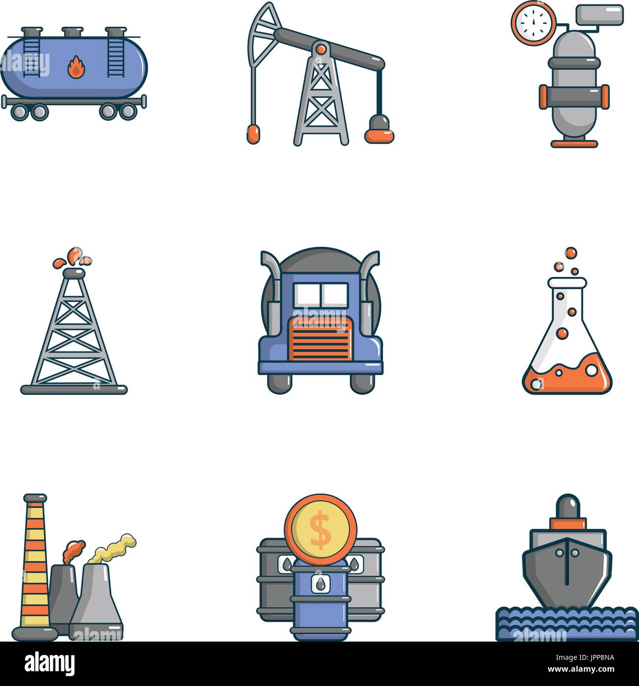 Oil production icons set, cartoon style Stock Vector Image & Art - Alamy