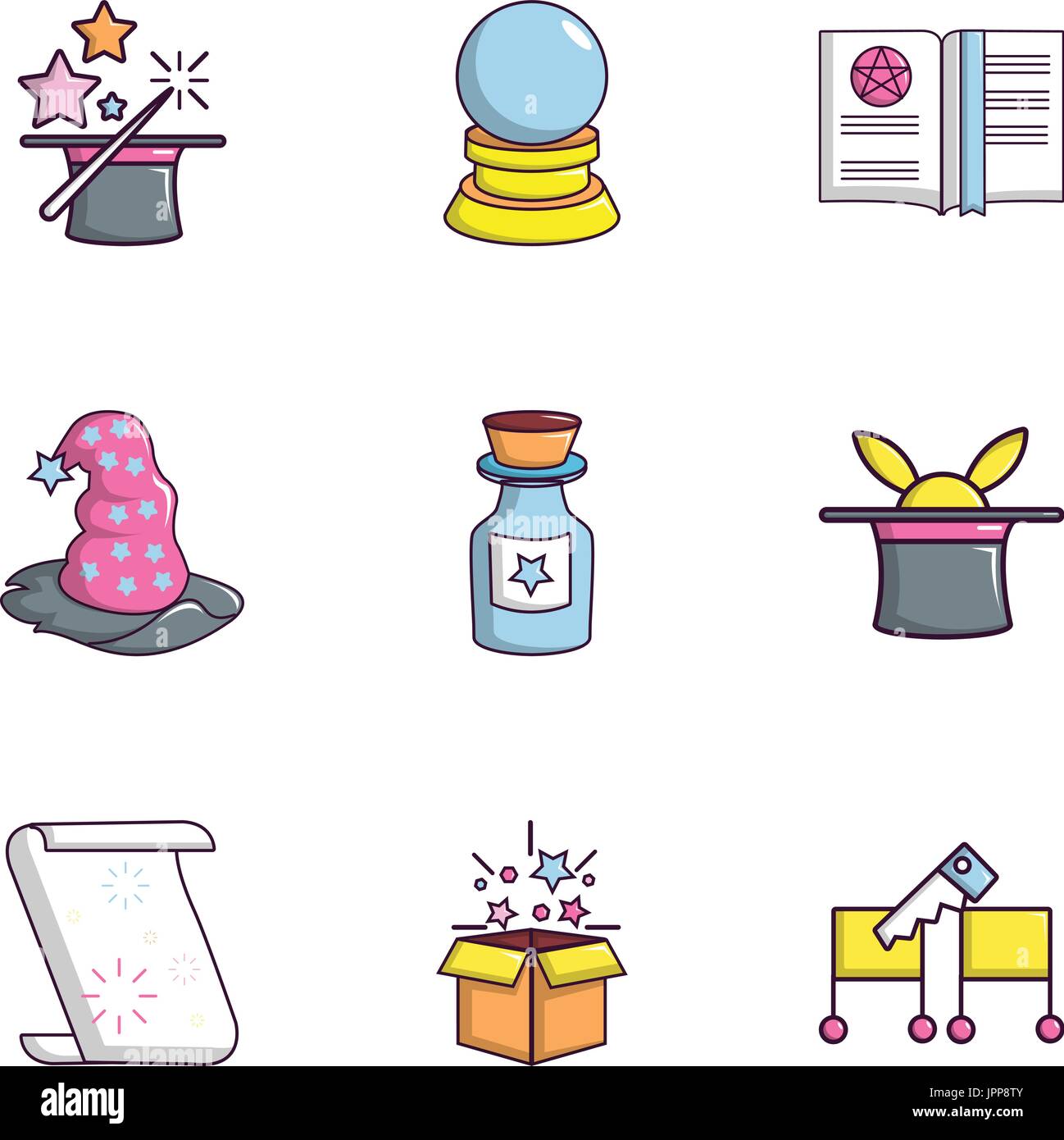 Magic stuff icons set, flat style Stock Vector Image & Art - Alamy