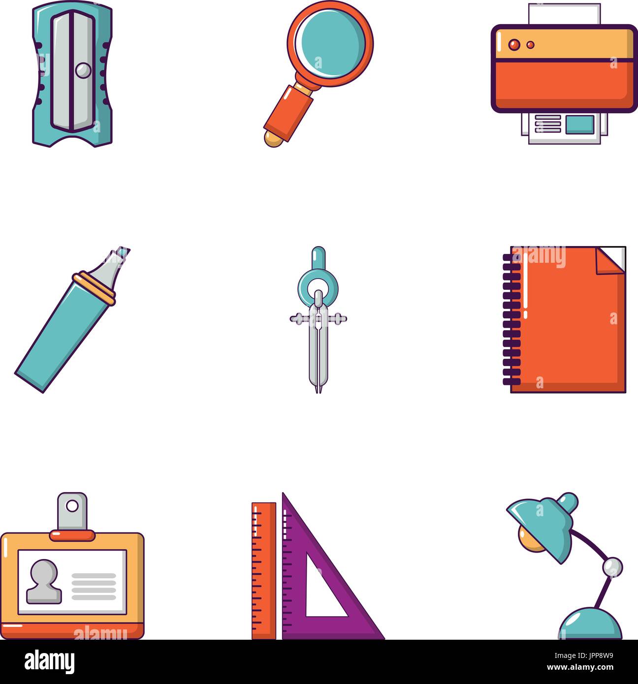 Office work icons set, flat style Stock Vector Image & Art - Alamy