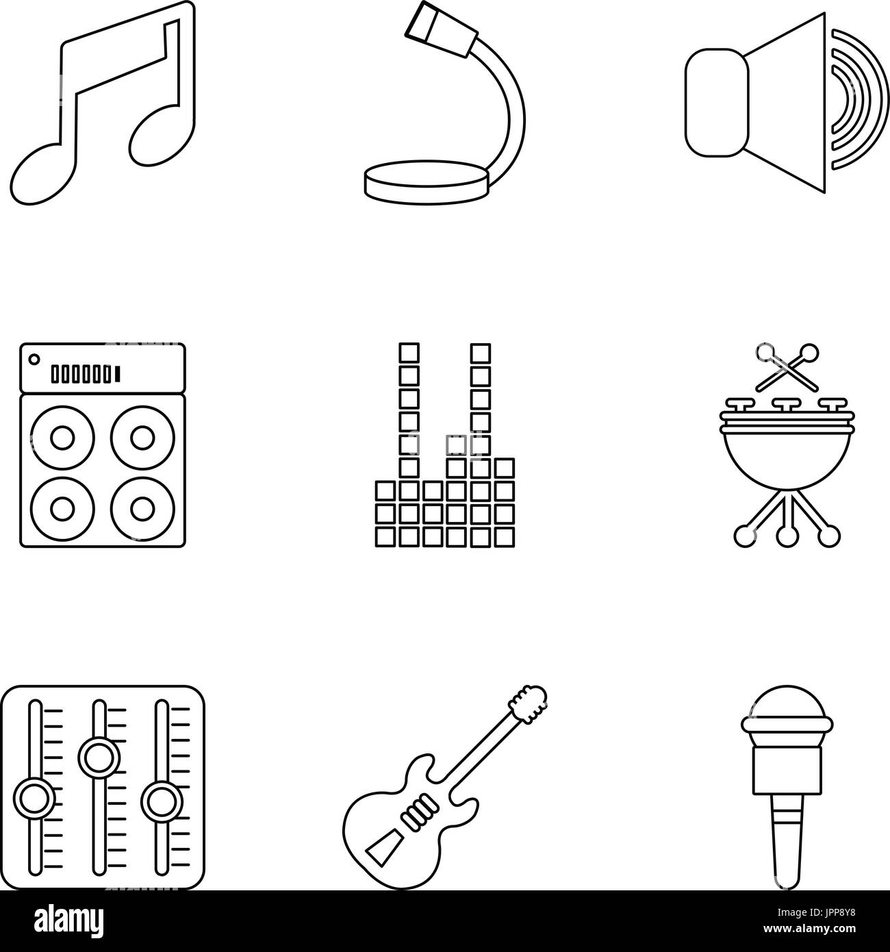 Sound producing icons set, outline style Stock Vector Image & Art - Alamy