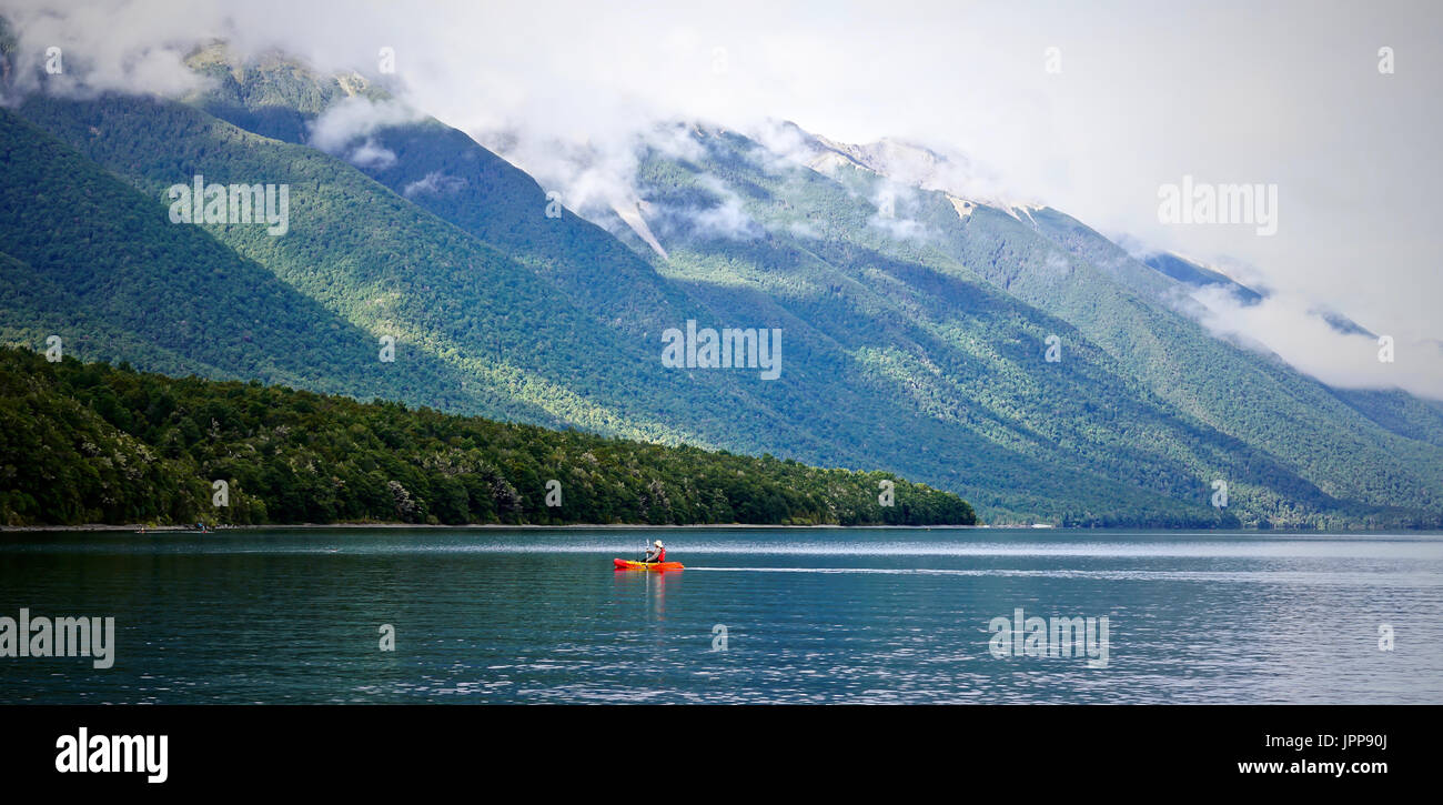 On top of Cable Bay Mountain - Nelson, New Zealand Stock Photo