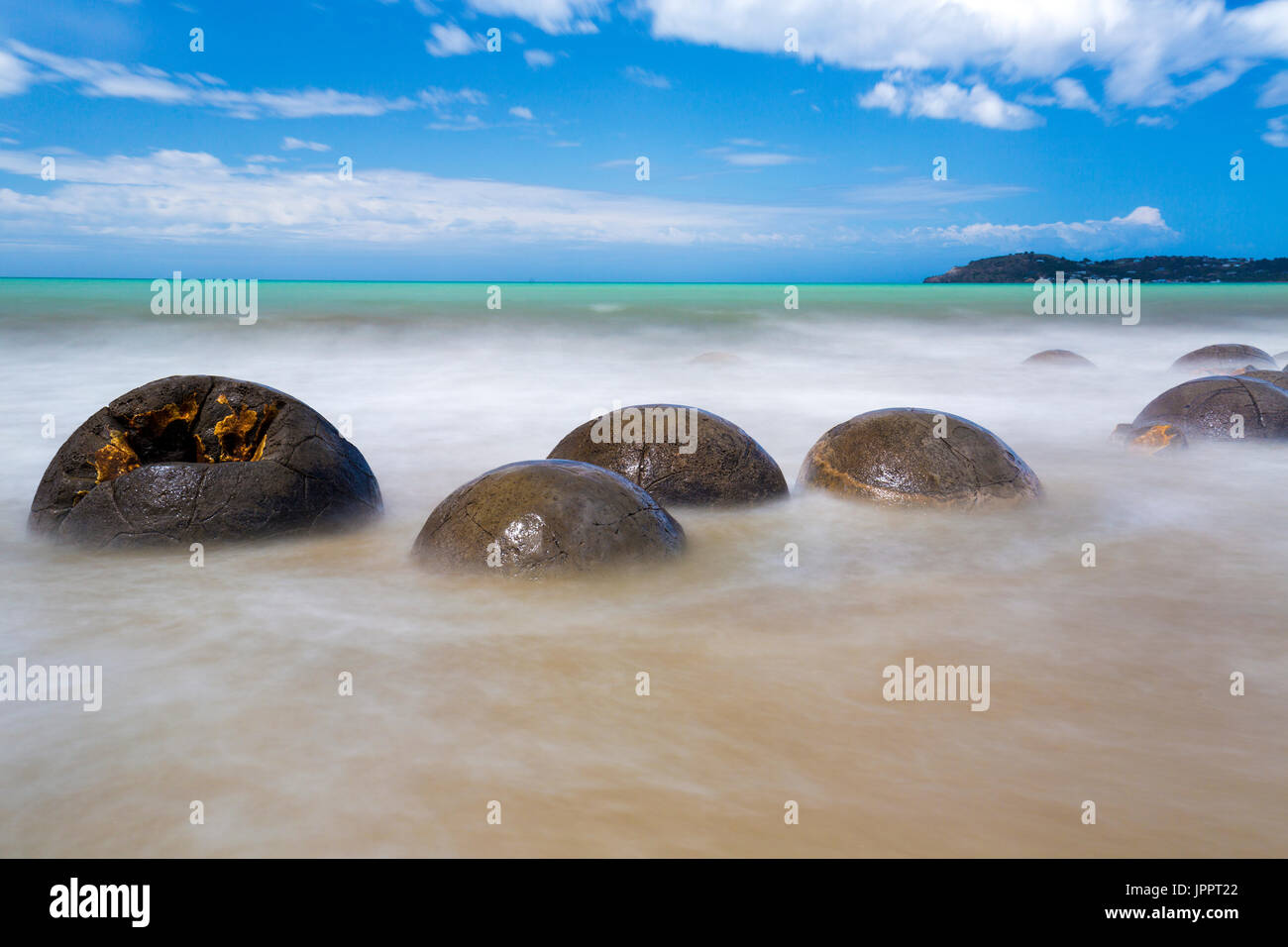 Moeraki boulders  new zealand near Dunedin south island. Stock Photo
